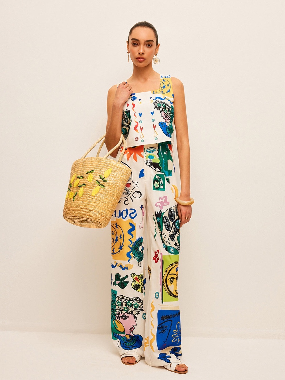 Commense Printed Top and Pants Set - Picture 2 of 8